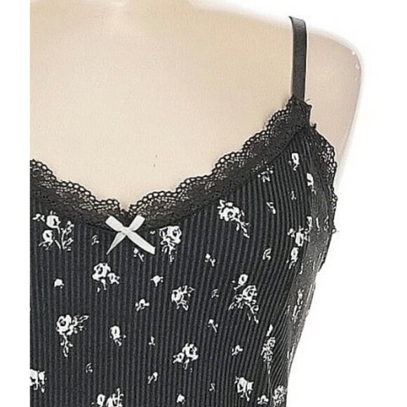 Divided x H&M Black White Floral Strappy Bodycon Mini Dress Croquette Y2K Revive - Picture 5 of 16